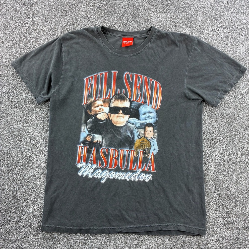 Full Send Hasbulla Magomedov Shirt Mens Large Black Faded Graphic Tee